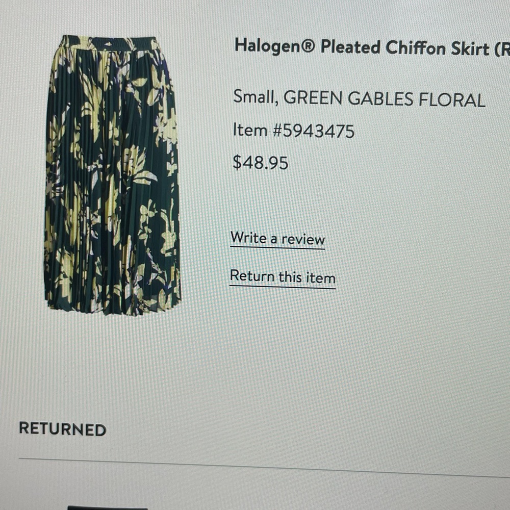 Halogen Nordstrom Green Floral Skirt size S